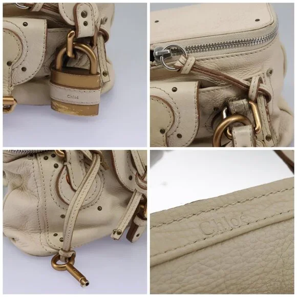 Chloe Paddington Hand Bag Leather Beige Silver - Picture 14 of 15